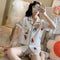 Popular Strawberry Pajamas Women Summer Silk Two-Piece Sets Short Sleeve Thin Outdoor Loungewear Sleepwear