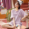 Img 2 - Pajamas Women Summer Cotton Short Sleeve insPajamas Pants Sets Loose Plus Size Loungewear