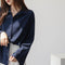 Img 4 - Chiffon Long Sleeved Blouse Lazy Loose Tops Flare Sleeves Solid Colored White Shirt Blouse