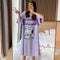 Img 5 - Pyjamas Women Summer Thin Cotton Short Sleeve Mid-Length Pajamas Student Adorable Cartoon Plus Size Pregnant Woman