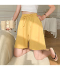 IMG 120 of Cotton Blend Bermuda Shorts Women Summer Breathable Pants Wide Leg Loose Plus Size Shorts