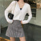 Img 6 - Hong Kong Vintage Knitted CardiganV-Neck Solid Colored Slim-Look Casual Tops Long Sleeved Thin Women Sweater
