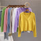 Img 1 - All-Matching Short Matching Loose Popular Long Sleeved V-Neck Sweater Cardigan Tops Women