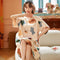 Short Sleeve Pyjamas Cotton Women Thin Mid-Length Dress Pajamas Cartoon Loose Casual Loungewear Sleepwear