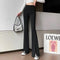 Img 6 - Splitted Casual Pants Women Alphabets High Waist Slim Look Drape Ice Silk Wide Leg Western insLong