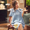 Pajamas Women Summer Thin Cotton Pyjamas Korean Sweet Look Adorable Student Casual Home Plus Size Loungewear Sleepwear