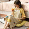 Summer Women Pyjamas Pocket Design Trendy ins Home Outdoor Cotton Teens Mid-length Sleepwear