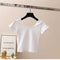 IMG 125 of Solid Colored Bare Belly Short Sleeve Women Summer T-Shirt Bare-Belly Fitting High Waist Tops Half Sleeved Undershirt T-Shirt