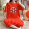 Summer Short Sleeve Outdoor Plus Size Pyjamas Women Mid-Length Pajamas Korean Loose Loungewear Sleepwear