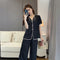 Southeast Asia Pajamas Women Summer Short Sleeve Shorts Silk Loungewear Cardigan Sets Sleepwear