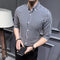 Striped Shirt Men Three-Quarter Length Sleeves Short Sleeve Korean Stylish Trendy Slim Look Summer Casual Men Shirt