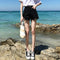 Img 1 - Denim Shorts Women High Waist Loose Slim Look Wide Leg Niche Burr Ripped Summer Hot Pants Korean