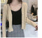 Img 1 - Hong Kong Vintage Knitted CardiganV-Neck Solid Colored Slim-Look Casual Tops Long Sleeved Thin Women Sweater