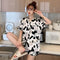 Summer Silk Pajamas Women Sweet Look Adorable Cartoon Lapel Cardigan Short Sleeve Shorts Popular Loungewear Sets Sleepwear