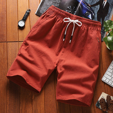 Img 8 - Shorts Men Summer Cotton Bermuda Loose Casual Trendy Solid Colored Straight Jeans Korean Beach Pants Bermuda Shorts