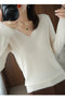 IMG 130 of Women Pullover Slim Look Solid Colored Long Sleeved V-Neck Undershirt Sweater Outerwear