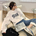 IMG 109 of Thin Sweatshirt Women Korean Round-Neck Alphabets Printed Loose Student Tops Outerwear