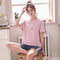 Summer Pajamas Women Short Sleeve Shorts Cotton Korean Loungewear Cartoon Thin Outdoor Sets Sleepwear