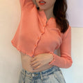 Img 2 - Teens Summer Hong Kong Women Ruffle Sweater Short Cardigan Tops