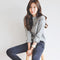 Img 2 - Striped Mix Colours Leaves Embroidery Korean Stand Collar Shirt Long Sleeved Slim Look Women Blouse
