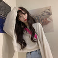 IMG 109 of Solid Colored Sweatshirt Women Korean Loose Couple Round-Neck insWomen Outerwear