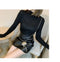 IMG 174 of Korean Office Slim Look Solid Colored Under Stand Collar Sweater Women Outerwear