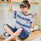 Pajamas Women Summer Cotton Short Sleeve Cropped Pants Loose Plus Size Korean Pregnant Woman Loungewear Sets Sleepwear