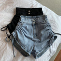 IMG 109 of Sexy Design Fold Drawstring Denim Shorts Women Summer Thin High Waist Slim Look All-Matching A-Line Hot Pants Shorts