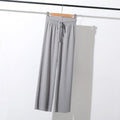 Img 7 - Ice Silk Wide Leg Ankle-Length Summer Korean Knitted Casual High Waist Loose Women Thin Pants