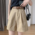 Img 7 - Free Belt Cotton Suits Shorts Women Summer Korean Wide Leg Pants Loose Slim Look All-Matching Bermuda