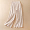 Img 9 - Loose Art Cotton Blend Wide Leg Pants Culottes Women Vintage Solid Colored Summer Casual Length