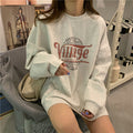 IMG 114 of Thin BFLoose Mid-Length Student Long Sleeved Sweatshirt Women Alphabets Printed Tops Outerwear