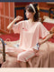 IMG 145 of Pajamas Women Summer Knitted Cotton Short Sleeve Cropped Pants Adorable Sweet Look Princess Teens Loungewear Sleepwear