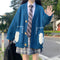 Img 2 - College Cartoon V-Neck Sweater Women Loose Knitted Cardigan Matching White Shirt Two-Piece Sets
