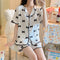 Silk Pajamas Women Summer Thin Sexy Short Sleeve Bow Sets Popular Loungewear Sleepwear