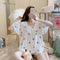 Silk Pajamas Women Summer Thin Short Sleeve Pants Sets Sweet Look Lace Princess Loungewear Sleepwear