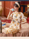 IMG 118 of Pajamas Women Summer Knitted Cotton Short Sleeve Cropped Pants Adorable Sweet Look Princess Teens Loungewear Sleepwear