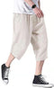 Summer Men Loose Cotton Blend Cropped Pants Casual Yoga Shorts Pocket Plus Size Pants