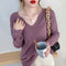 IMG 103 of Elegant False Two-Piece U-Neck Slim Look Sweater chicUndershirt Women Outerwear