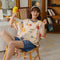 Summer Cotton Pajamas Women Short Sleeve Shorts Thin Outdoor Loungewear Sets Sleepwear