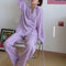 Korea Korean INS Chequered Pajamas Women Sleeve Length Pants Cardigan Adorable Cartoon Sets Loungewear Sleepwear