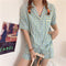 IMG 110 of Summer Chequered Pajamas Women Short Sleeve Lapel Cardigan Korean Sweet Look Student Loungewear Cartoon Sleepwear