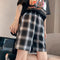 Img 4 - Chequered Shorts Women Summer Loose Student Straight Mid-Length Wide Leg Casual Pants Hong Kong ins