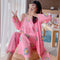 Pyjamas Summer Women Cotton Thin Pajamas Sleeve Length Pants Strap Three-Piece Loungewear Sleepwear