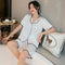 Southeast Asia Pajamas Women Summer Short Sleeve Shorts Silk Loungewear Cardigan Sets Sleepwear