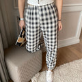 Colourful Chequered Jogger Pants Summer ins Korean Women Casual Loose Slim Look Breathable Pants