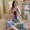 Summer Strap Pyjamas Women Korean Sweet Look Princess Pajamas Loose Plus Size  Loungewear Sleepwear