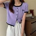 IMG 122 of Silk Sweater Women Thin Summer Slim Look Short Sleeve T-Shirt Matching Cardigan Tops Outerwear