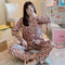 ins Long Sleeved Cardigan Replica Women Pajamas Lapel Silk Loungewear Sets Sleepwear