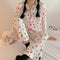 IMG 138 of Pajamas Women Long Sleeved Cardigan Two-Piece Sets Japanese insStrawberry Adorable Student Loungewear Outdoor Sleepwear